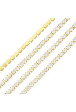 Rhinestone Banding 1 row 2mm Gold/White Opal  x1 foot