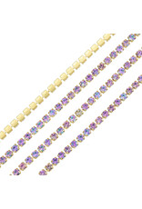 Rhinestone Banding 1 row 2mm Gold/Amethyst AB  x1 foot