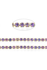 Rhinestone Banding 1 row 2mm Gold/Amethyst AB  x1 foot