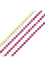 Rhinestone Banding 1 row 2mm Gold/Neon Purple  x1 foot