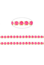 Rhinestone Banding 1 row 2mm Gold/Neon Pink  x1 foot
