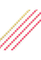 Rhinestone Banding 1 row 2mm Gold/Neon Pink  x1 foot