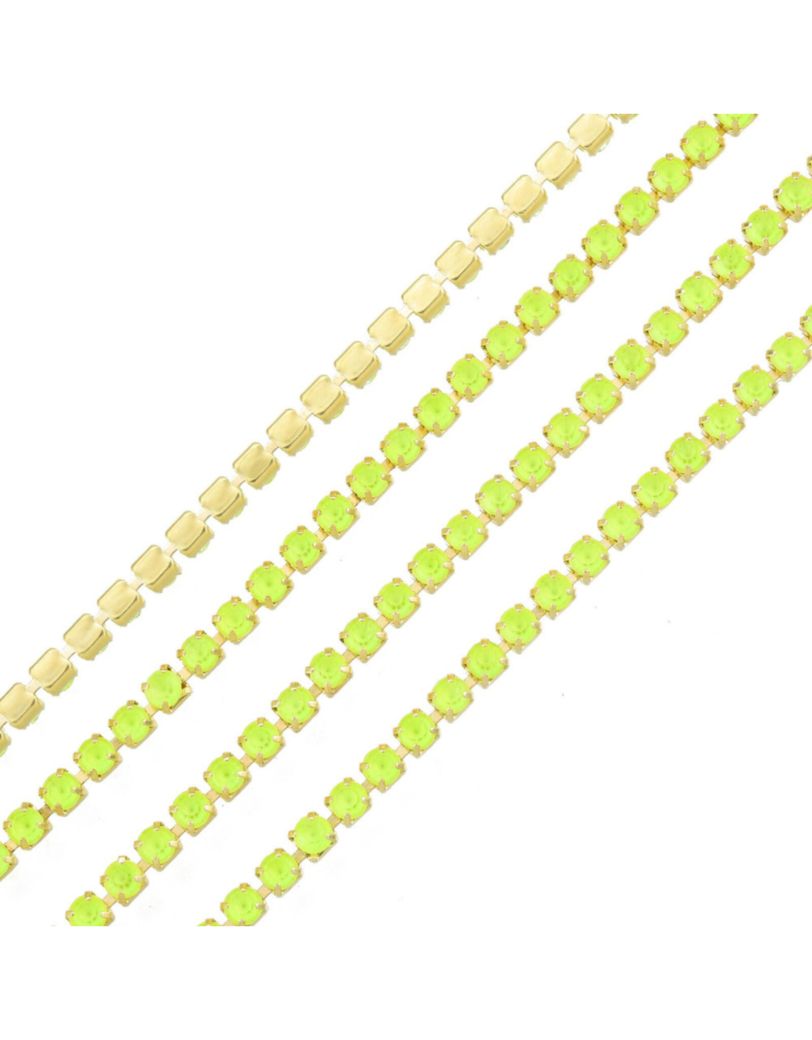 Rhinestone Banding 1 row 2mm Gold/Neon Yellow x1 foot