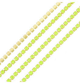 Rhinestone Banding 1 row 2mm Gold/Neon Yellow x1 foot