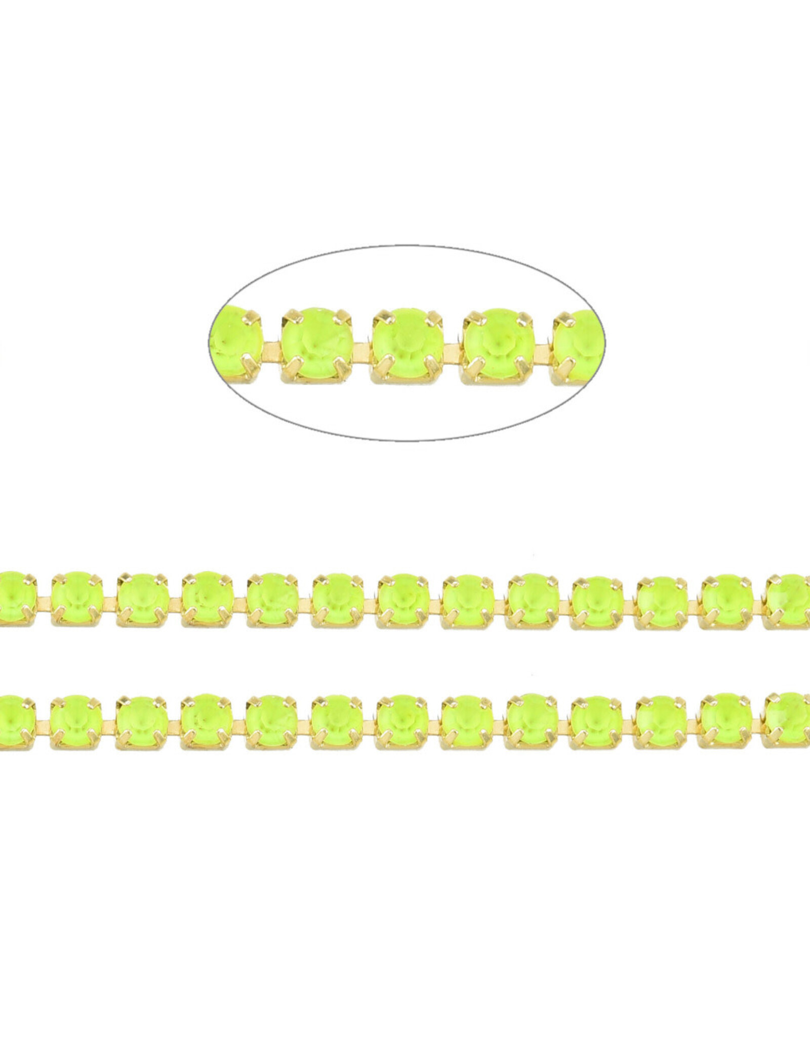 Rhinestone Banding 1 row 2mm Gold/Neon Yellow x1 foot