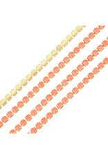 Rhinestone Banding 1 row 2mm Gold/Neon Coral  x1 foot