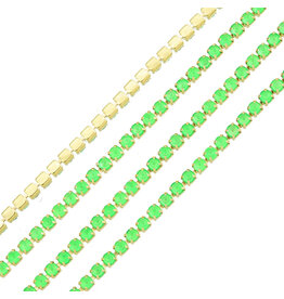 Rhinestone Banding 1 row 2mm Gold/Neon Green  x1 foot
