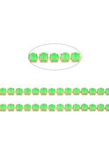 Rhinestone Banding 1 row 2mm Gold/Neon Green  x1 foot