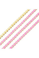Rhinestone Banding 1 row 2mm Gold/Pink Opal  x1 foot