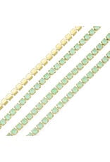 Rhinestone Banding 1 row 2mm Gold/Light Green Opal  x1 foot