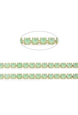 Rhinestone Banding 1 row 2mm Gold/Light Green Opal  x1 foot