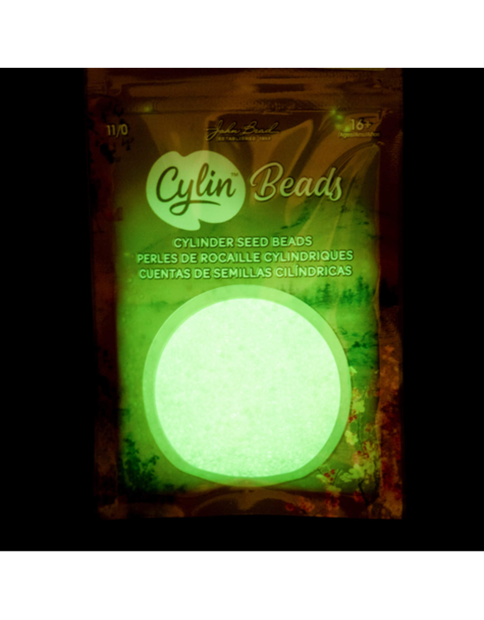 cb1134   11 Cylin Glow In Dark White to Green c/l  12g