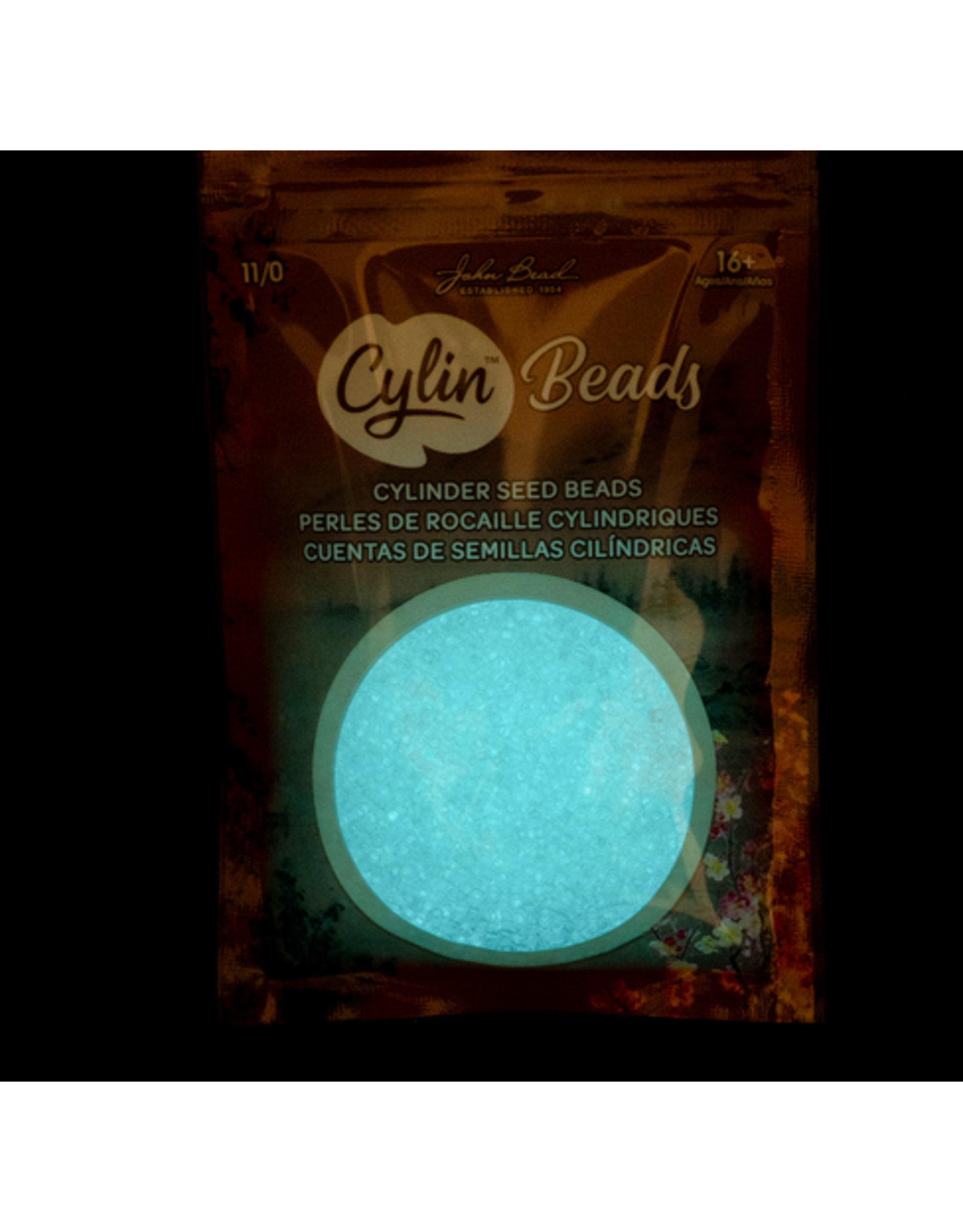 cb1135   11 Cylin Glow In Dark White to Turquoise c/l  12g