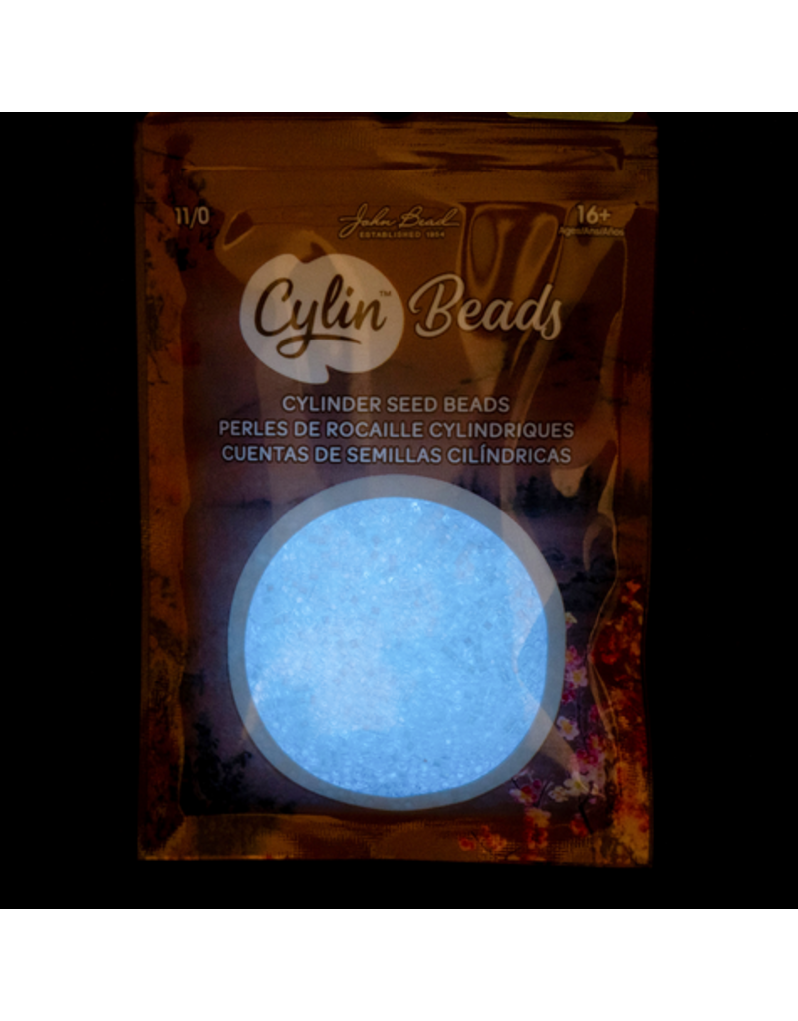 cb1136   11 Cylin Glow In Dark White to Sky Blue c/l  12g