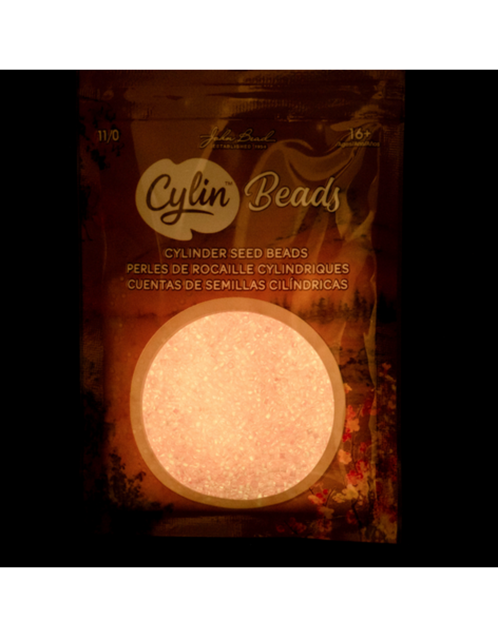 cb1137   11 Cylin Glow In Dark Pink to Peach c/l  12g