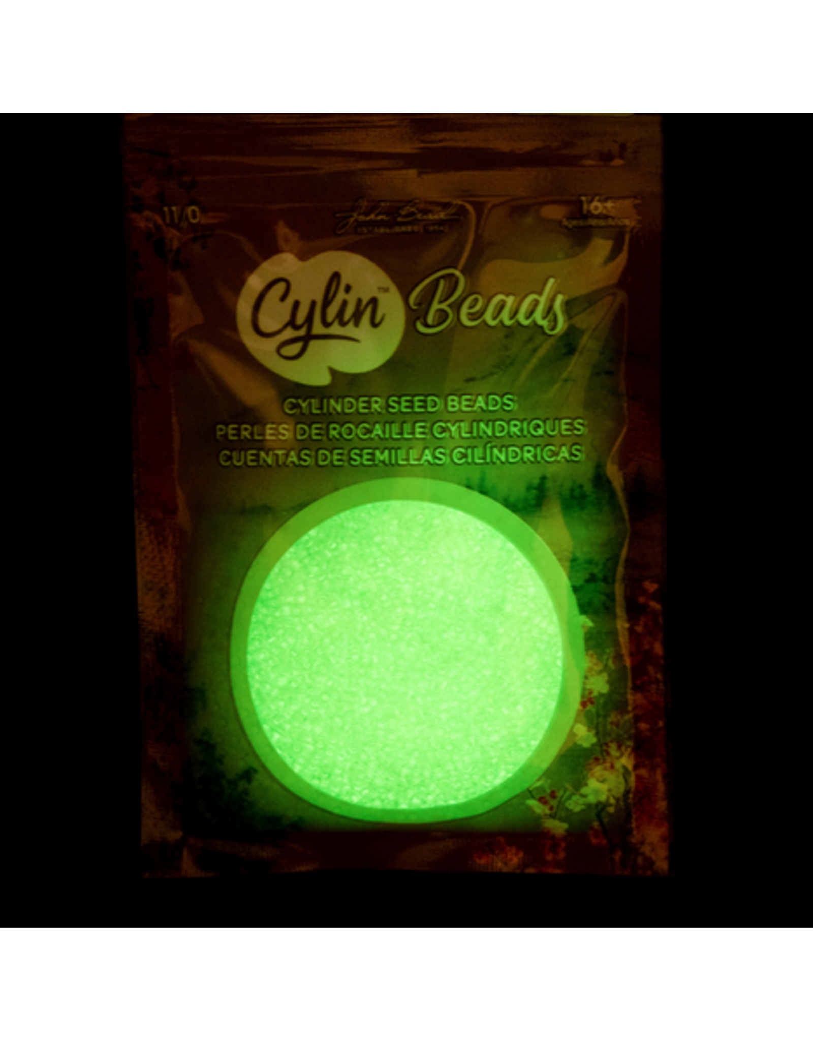 cb1144  11 Cylin Glow In Dark Light Green to Yellow  c/l  12g