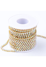Rhinestone Banding 1 row 2mm Gold/Clear AB