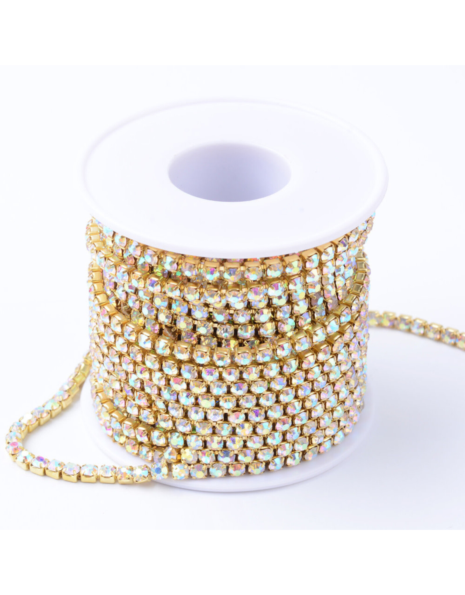 Rhinestone Banding 1 row 2mm Gold/Clear AB