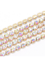 Rhinestone Banding 1 row 2mm Gold/Clear AB