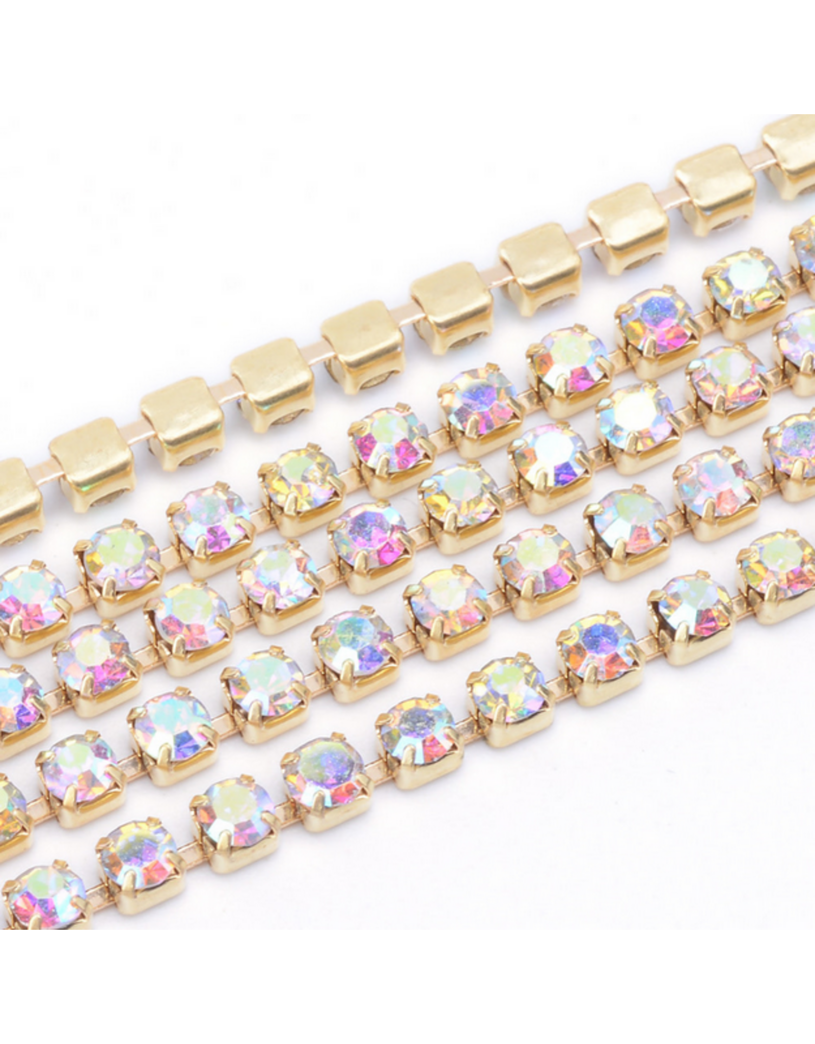 Rhinestone Banding 1 row 2mm Gold/Clear AB