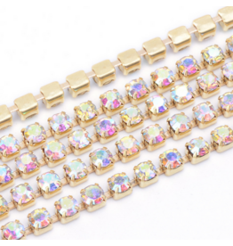 Rhinestone Banding 1 row 2mm Gold/Clear AB