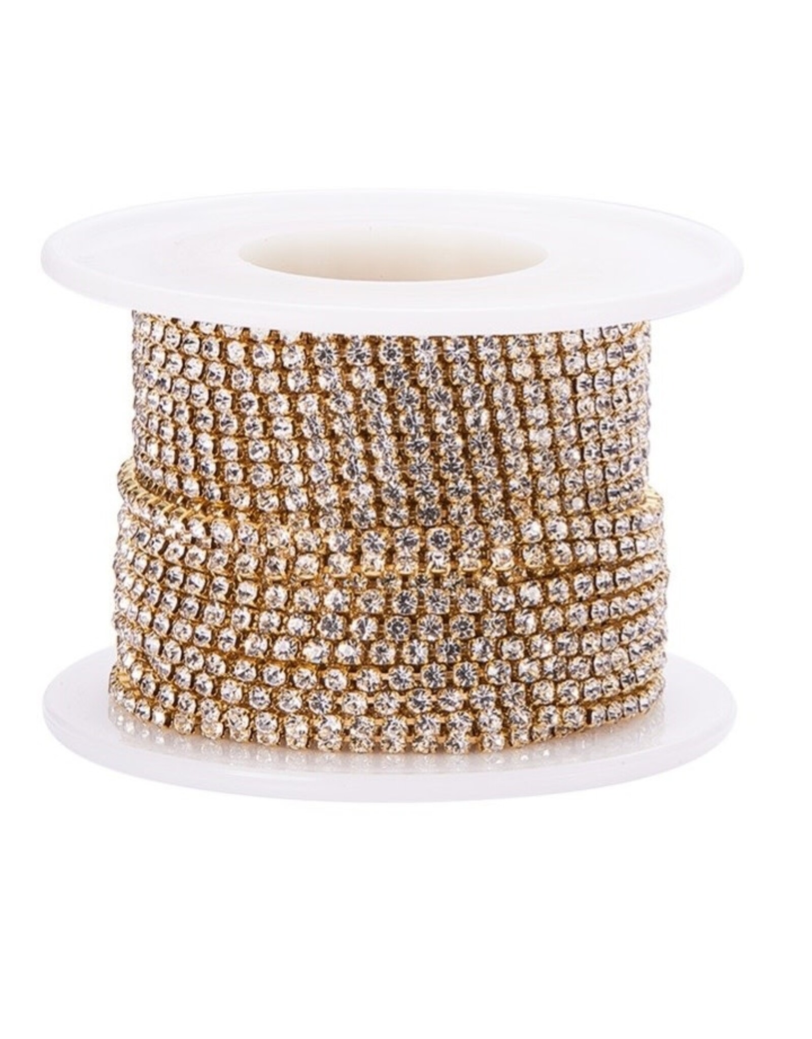Rhinestone Banding 1 row 2mm Gold/Clear