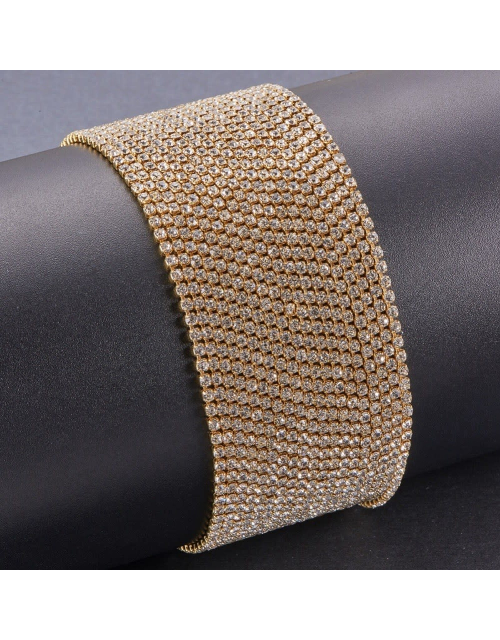 Rhinestone Banding 1 row 2mm Gold/Clear