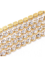 Rhinestone Banding 1 row 2mm Gold/Clear