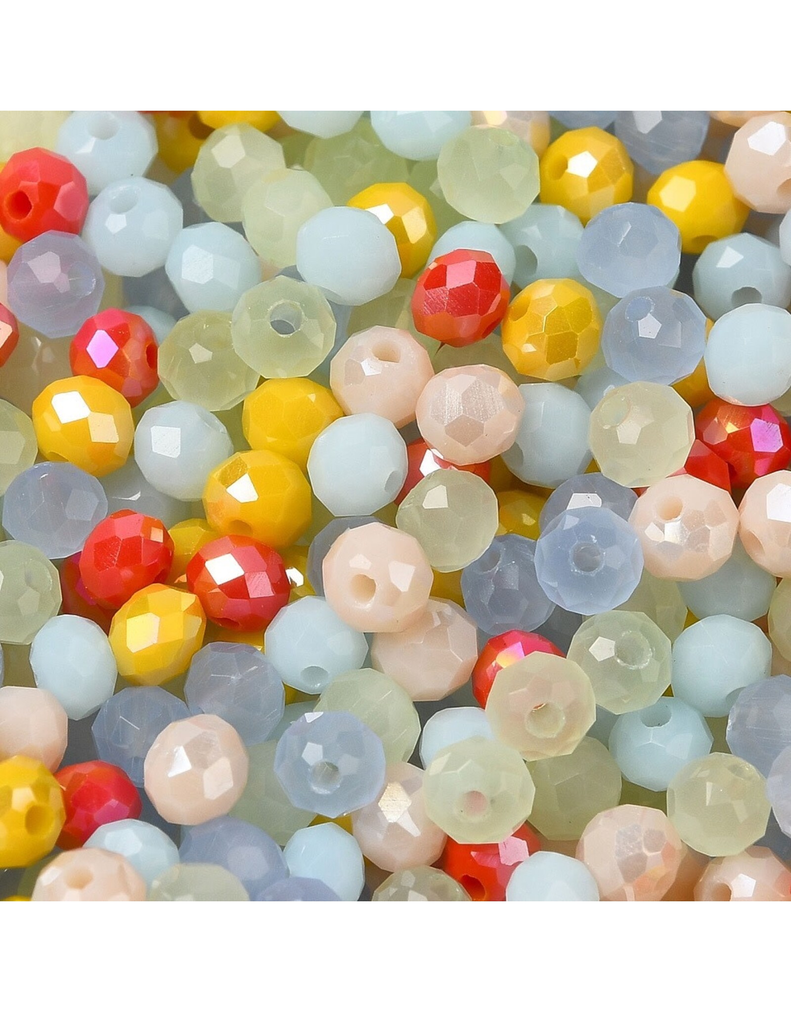 4x3mm Rondelle Red Blue Yellow  Mix  50g
