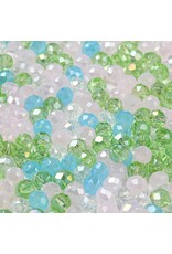 4x3mm Rondelle Blue Green Pink Mix  50g