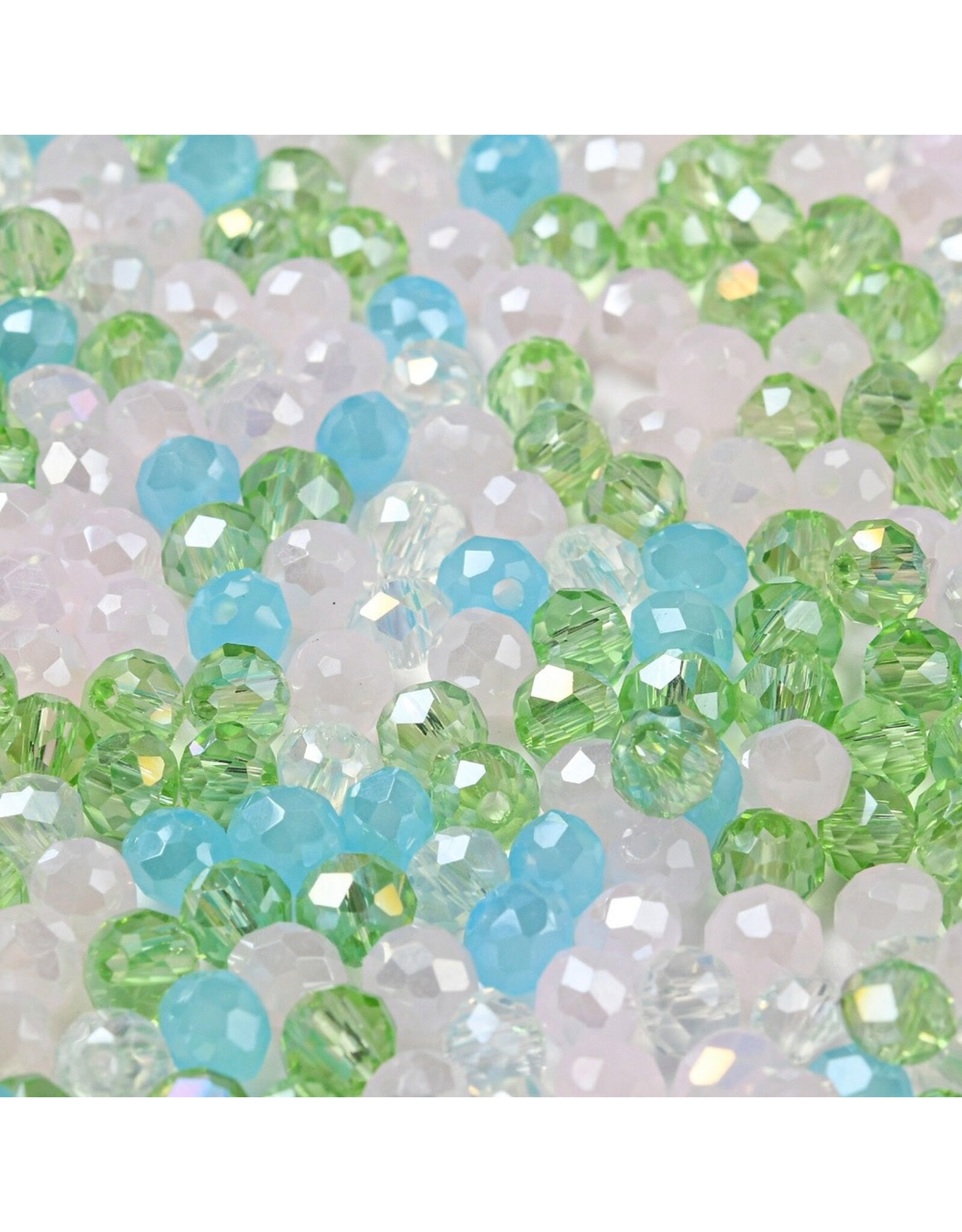 4x3mm Rondelle Blue Green Pink Mix  50g