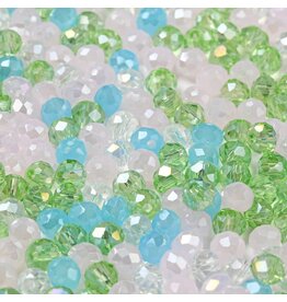 4x3mm Rondelle Blue Green Pink Mix  50g
