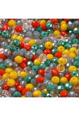 4x3mm Rondelle Orange Yellow Blue Mix  50g