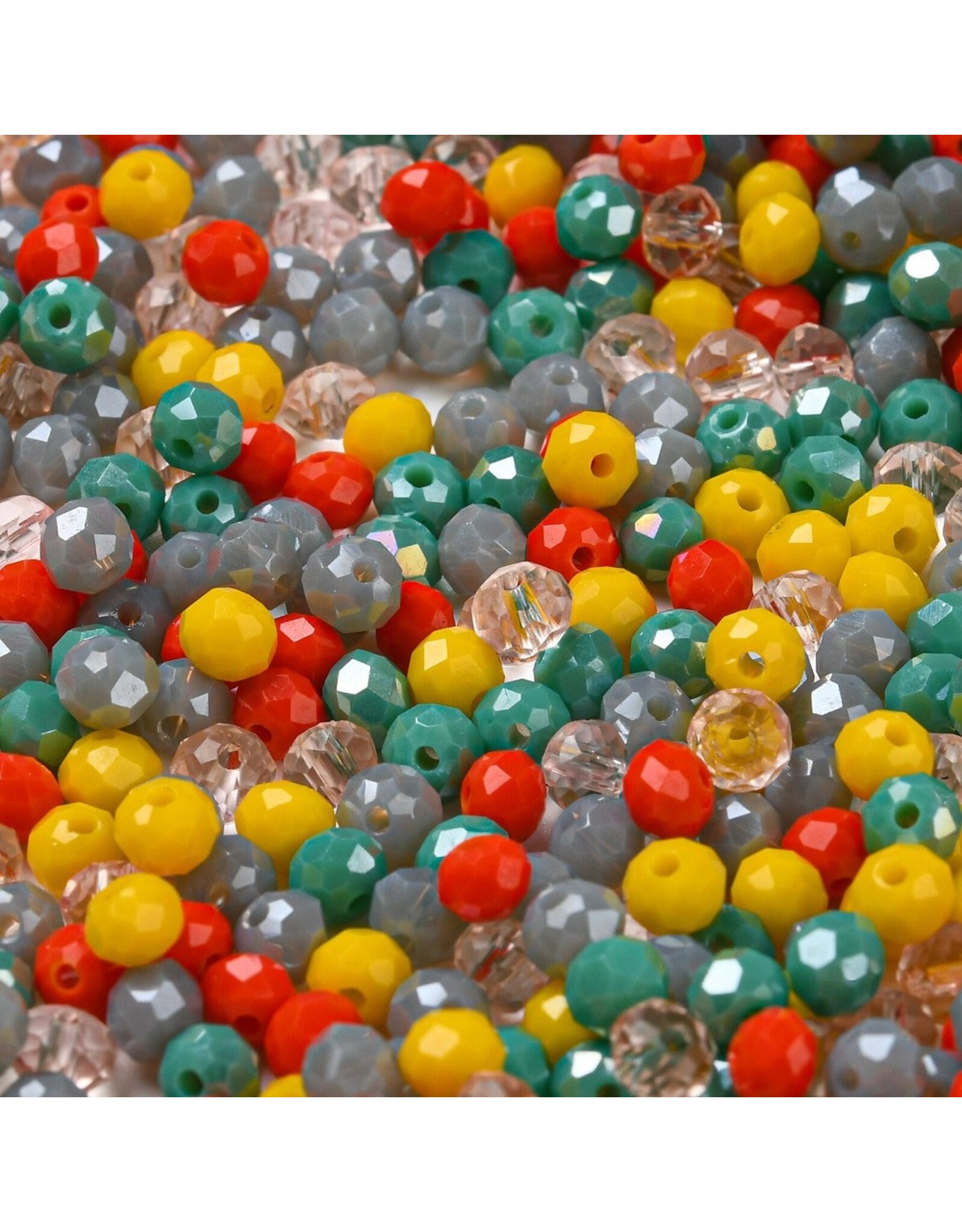 4x3mm Rondelle Orange Yellow Blue Mix  50g