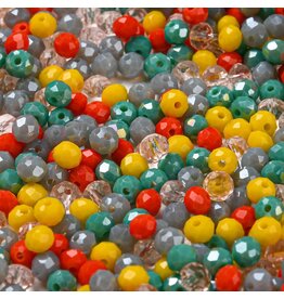 4x3mm Rondelle Orange Yellow Blue Mix  50g