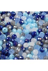 4x3mm Rondelle  Blue White Mix  50g