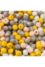4x3mm Rondelle  Yellow Cream Grey Mix  50g