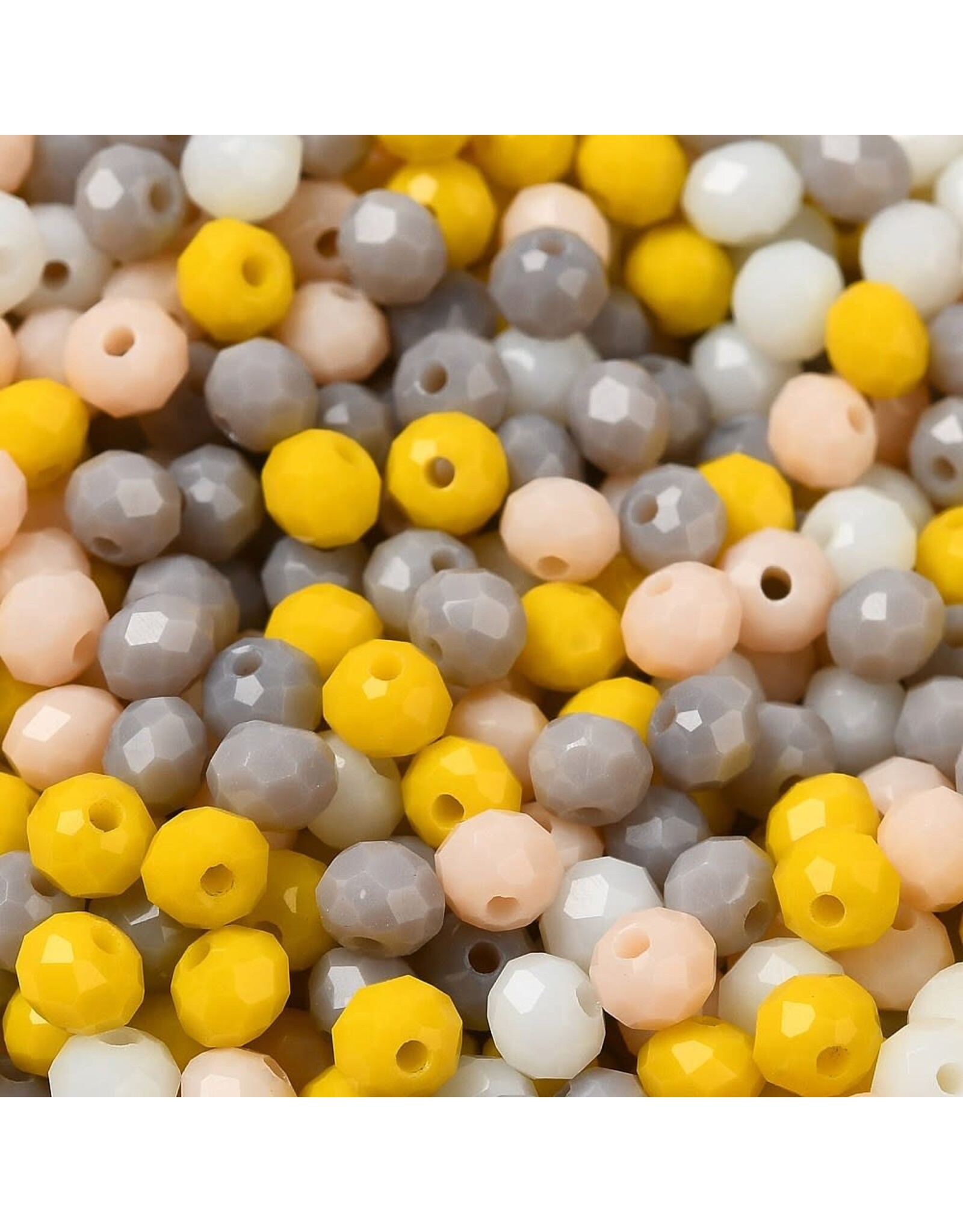 4x3mm Rondelle  Yellow Cream Grey Mix  50g