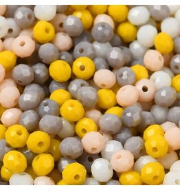 4x3mm Rondelle  Yellow Cream Grey Mix  50g