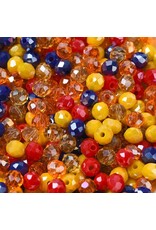 4x3mm Rondelle  Orange Blue Yellow Mix  50g