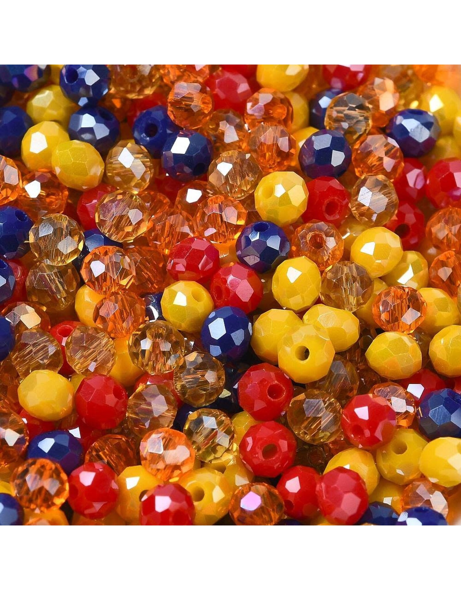 4x3mm Rondelle  Orange Blue Yellow Mix  50g