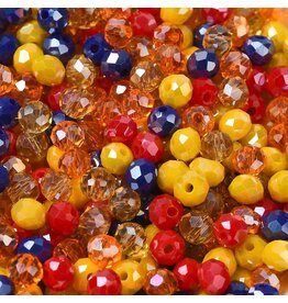 4x3mm Rondelle  Orange Blue Yellow Mix  50g