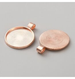 Round Pendant Cabochon Setting  25mm Copper NF  x4