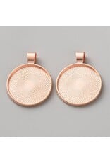 Round Pendant Cabochon Setting  25mm Copper NF  x4