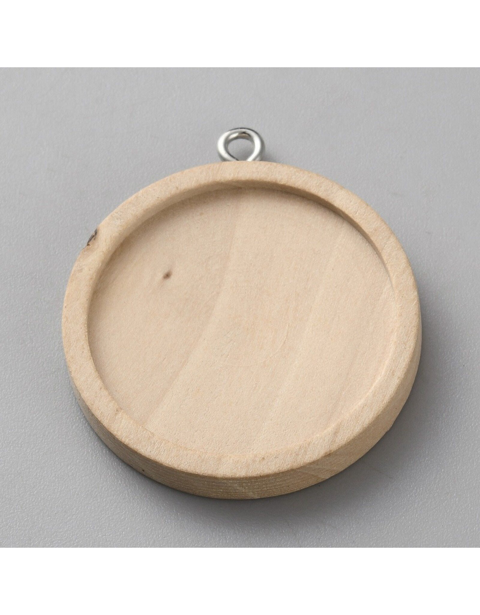 Round Pendant Cabochon Setting  30.5mm Wood   x1
