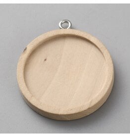 Round Pendant Cabochon Setting  30.5mm Wood   x1