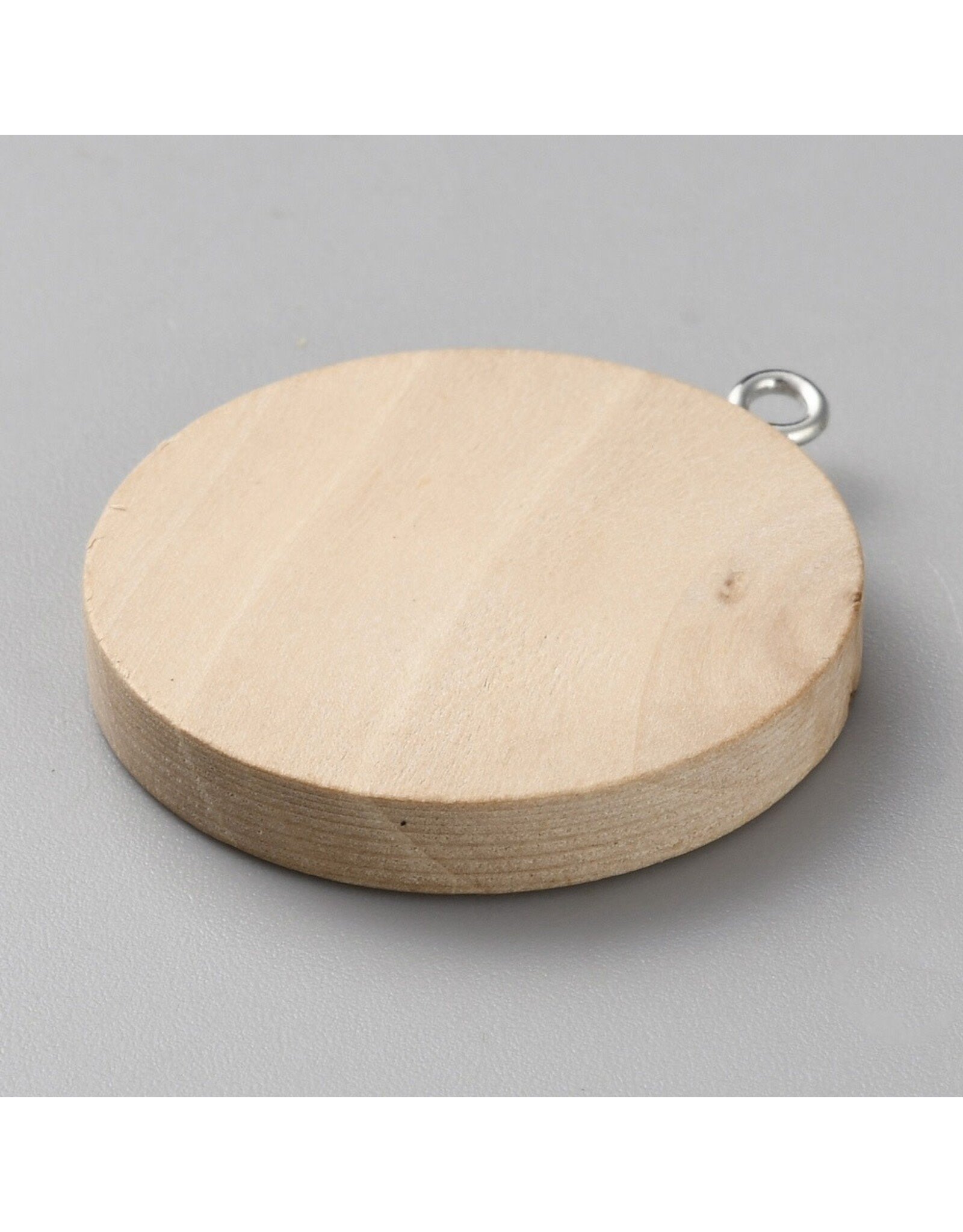 Round Pendant Cabochon Setting  30.5mm Wood   x1