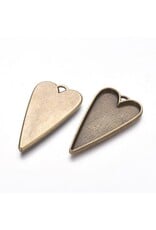 Heart Pendant Cabochon Setting 40mm Antique Brass  NF   x4