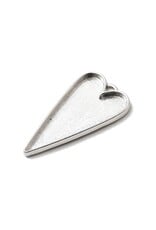 Heart Pendant Cabochon Setting 40mm Antique Silver  NF   x4