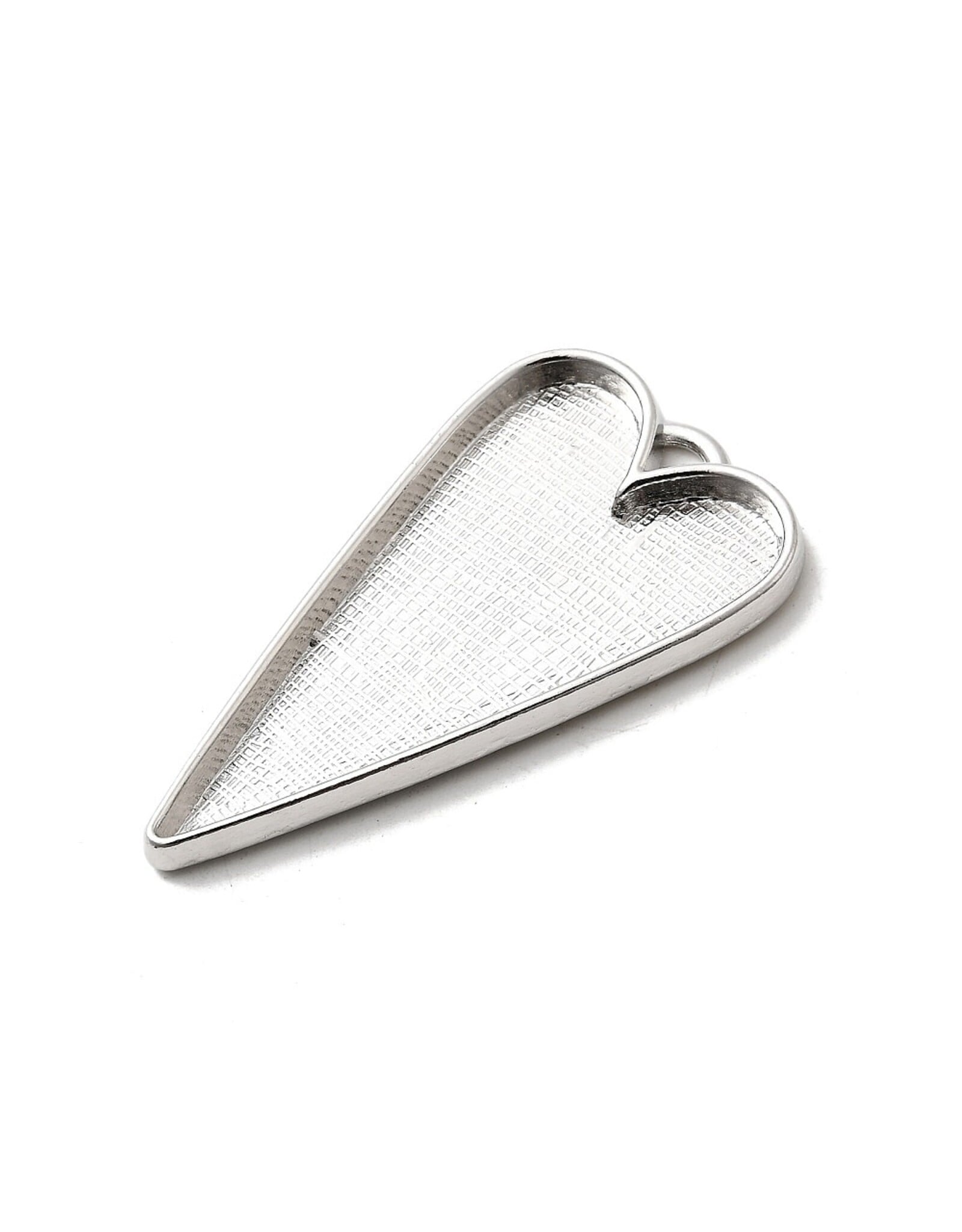 Heart Pendant Cabochon Setting 40mm Antique Silver  NF   x4